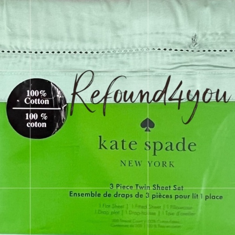 Kate Spade - ‘Light Green’ Twin Sheet Set. NWT. Firm! Last one!